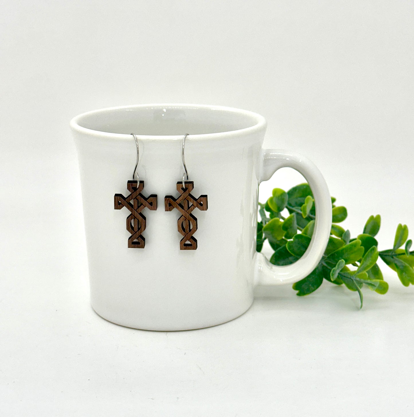 Wooden Cross dangle earrings