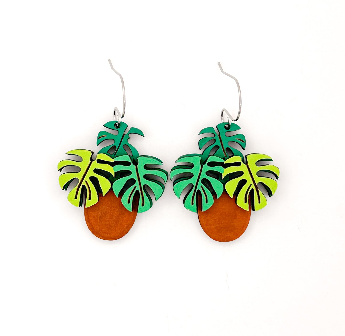 Monstera Plant Dangle Earrings