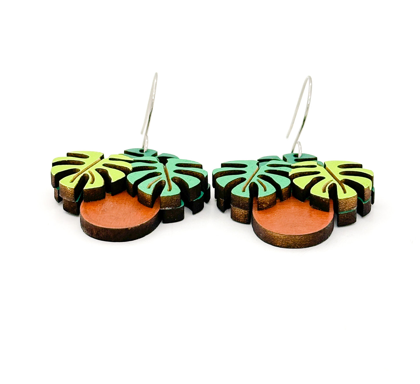 Monstera Plant Dangle Earrings