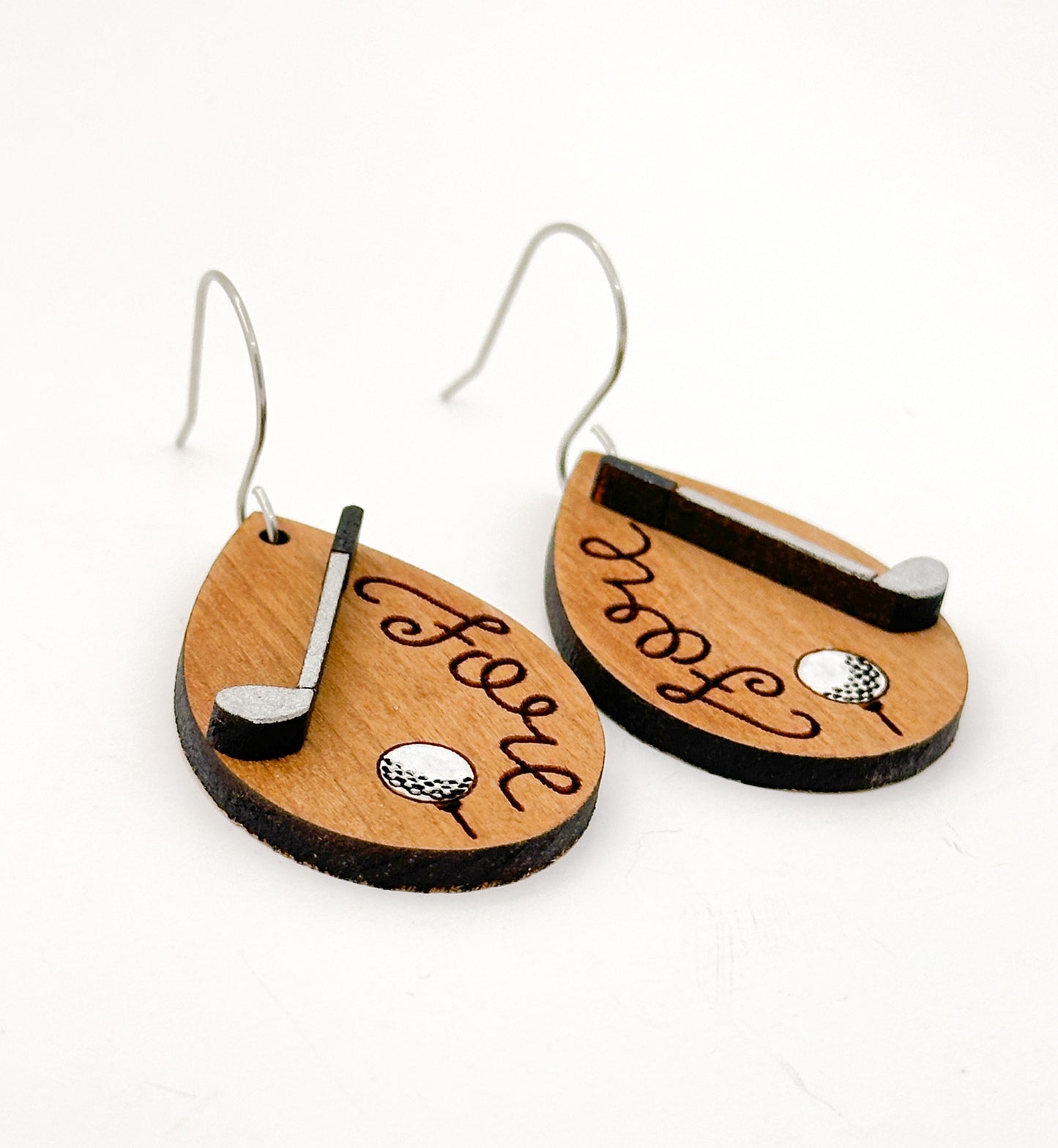 Golf Dangle Earrings "Fore" Lightweight Earrings