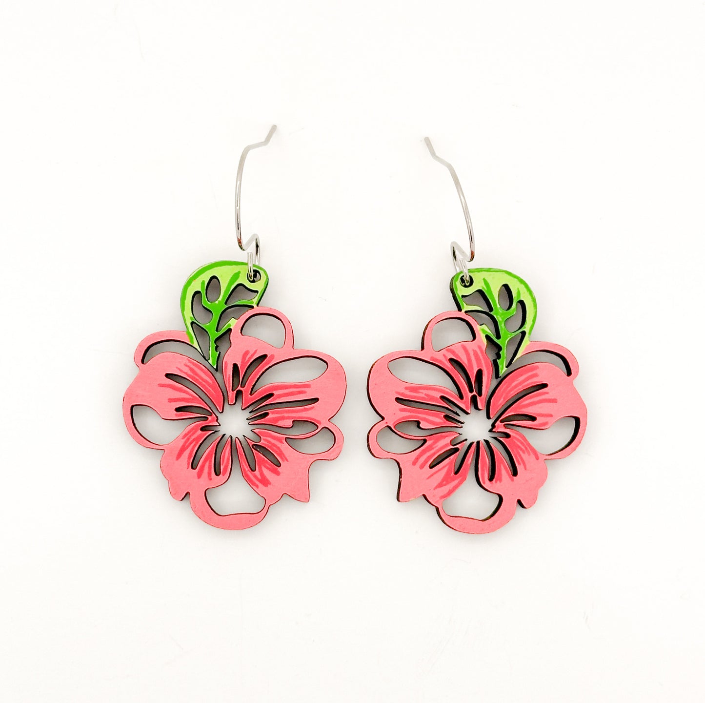 Hibiscus Flower Dangle Earrings