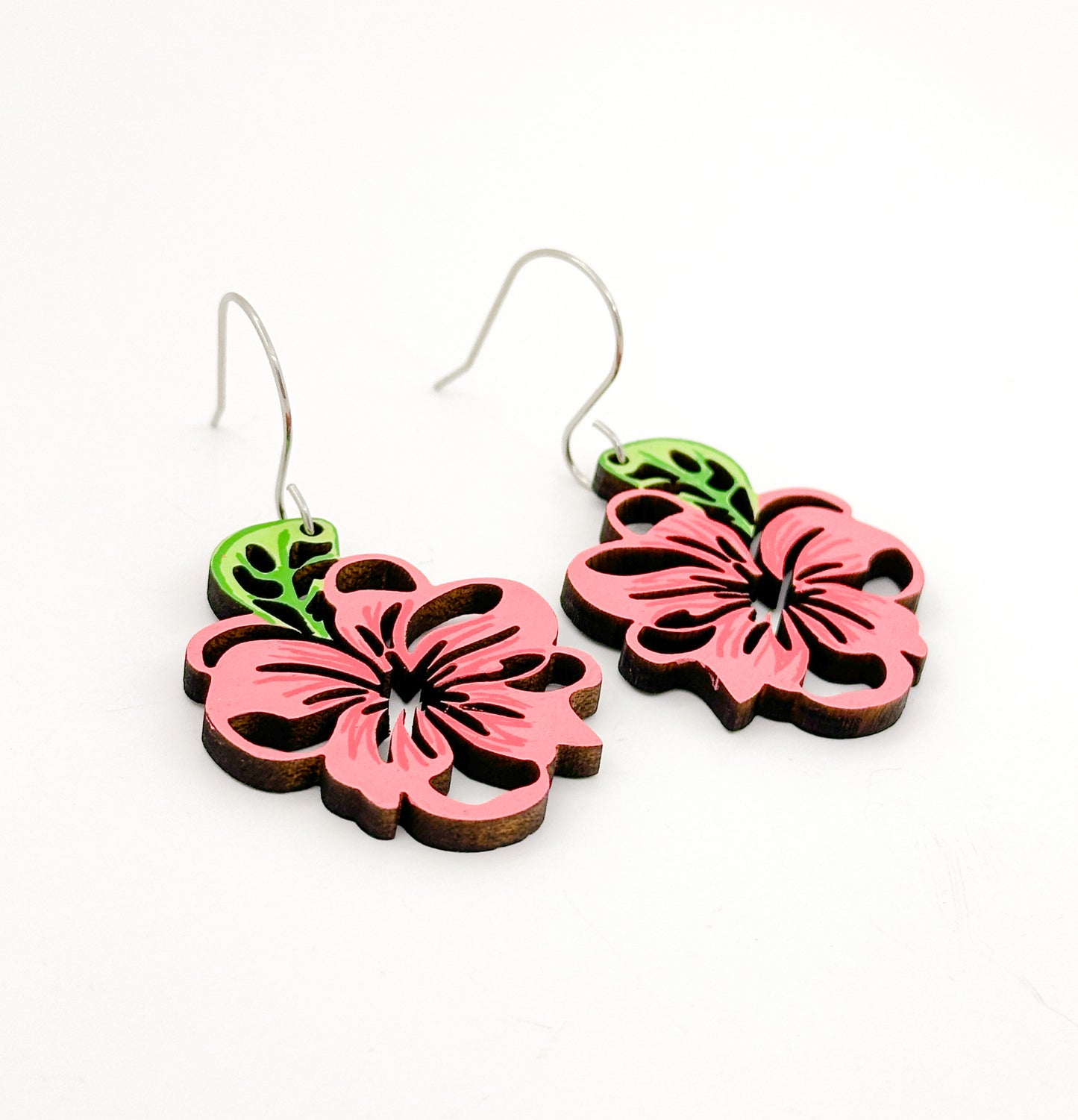 Hibiscus Flower Dangle Earrings