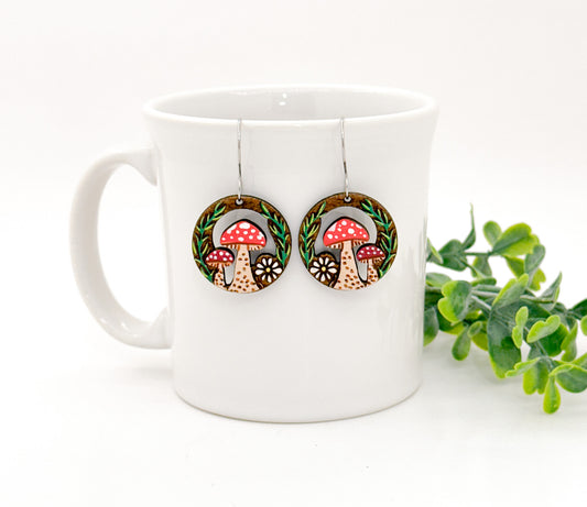 Mushroom Cottage Core Dangle Earrings