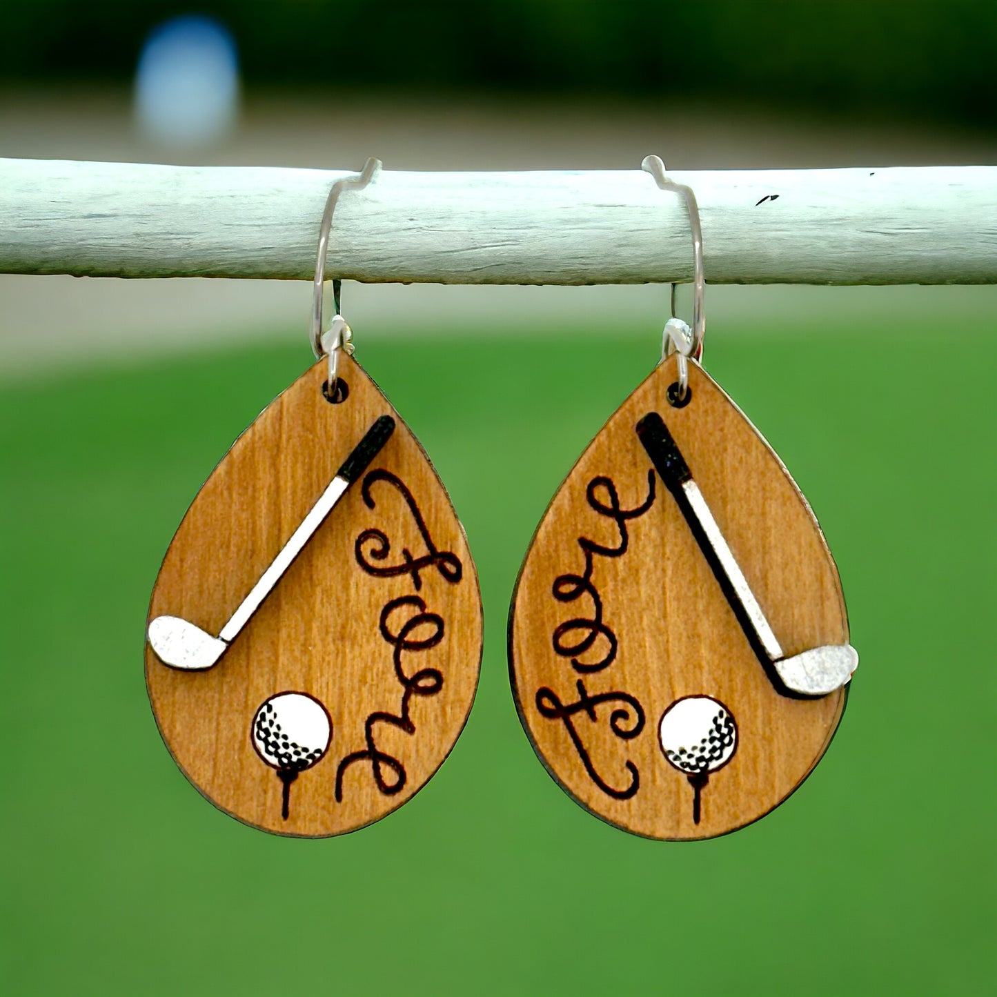 Golf Dangle Earrings "Fore" Lightweight Earrings