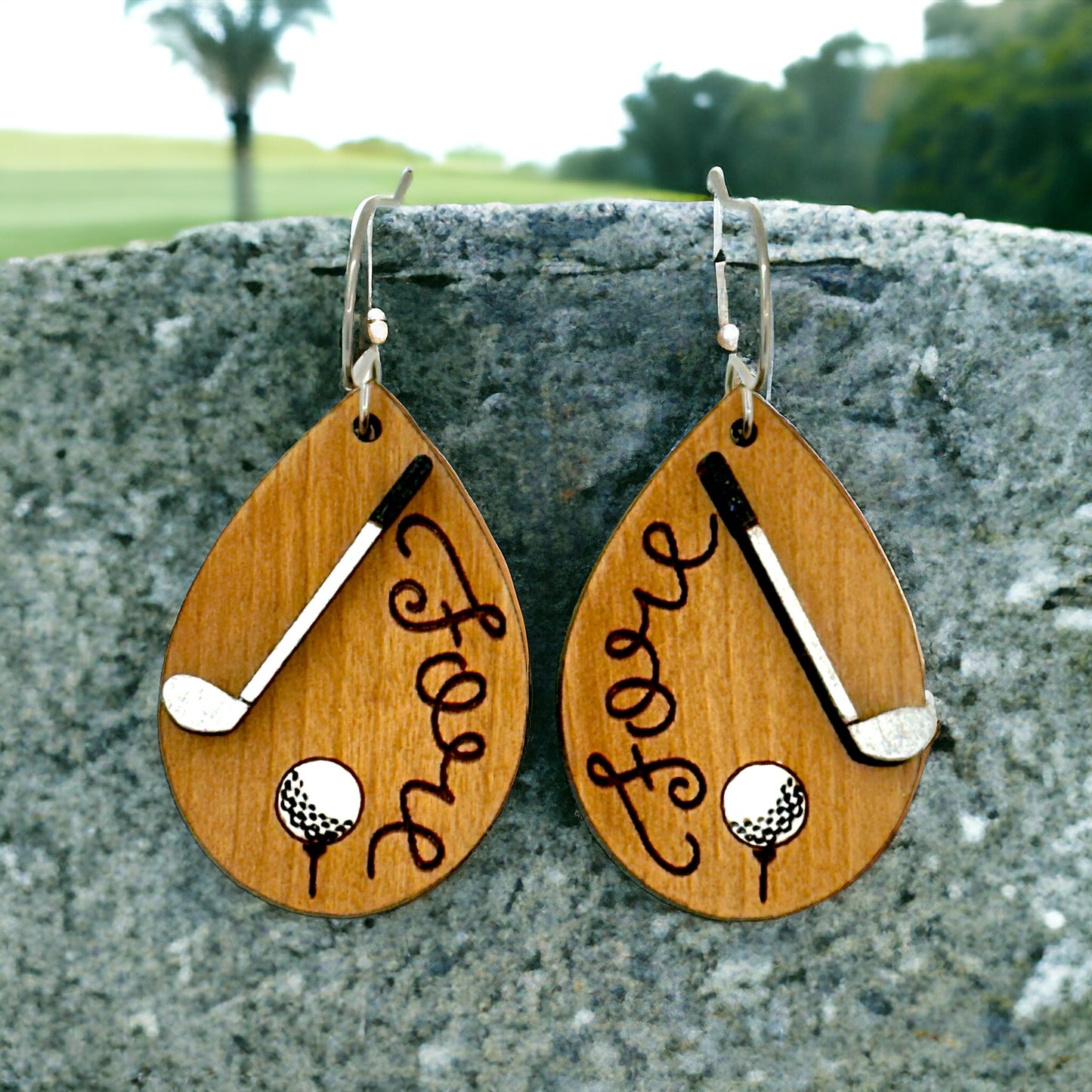 Golf Dangle Earrings "Fore" Lightweight Earrings