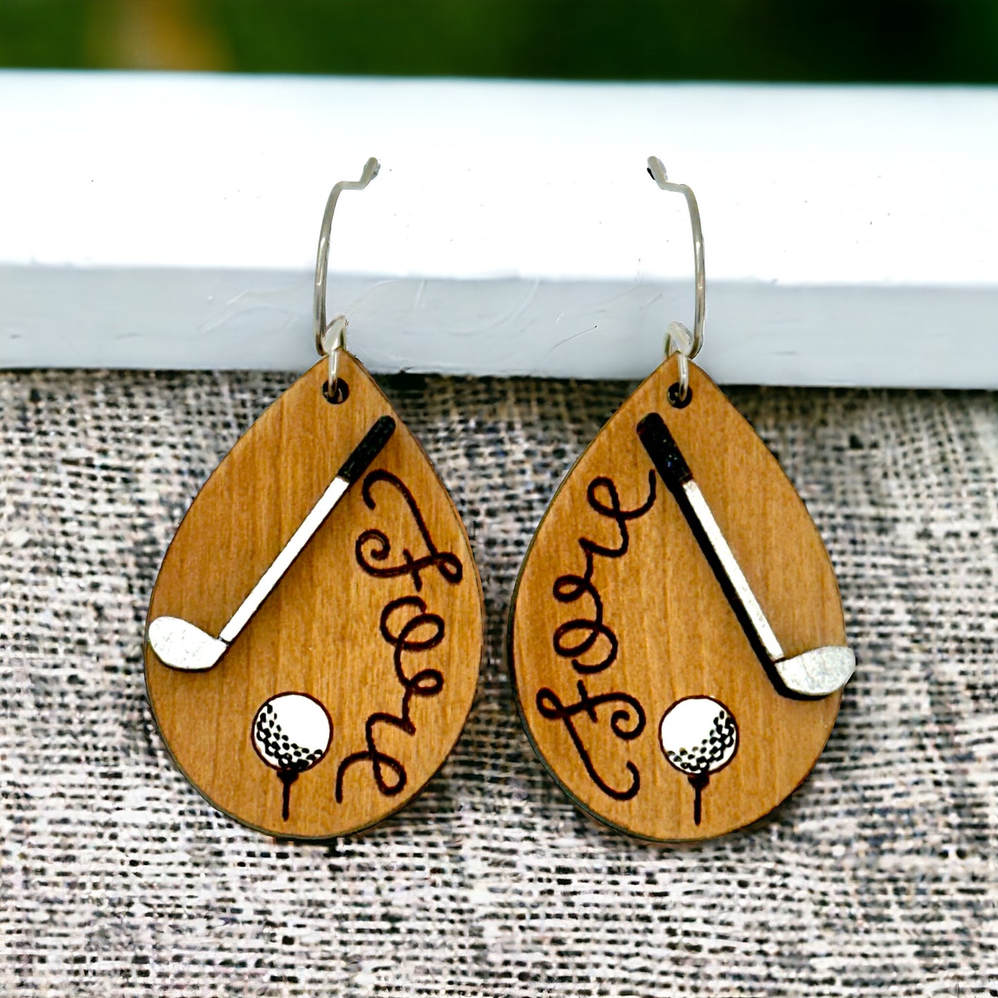 Golf Dangle Earrings "Fore" Lightweight Earrings