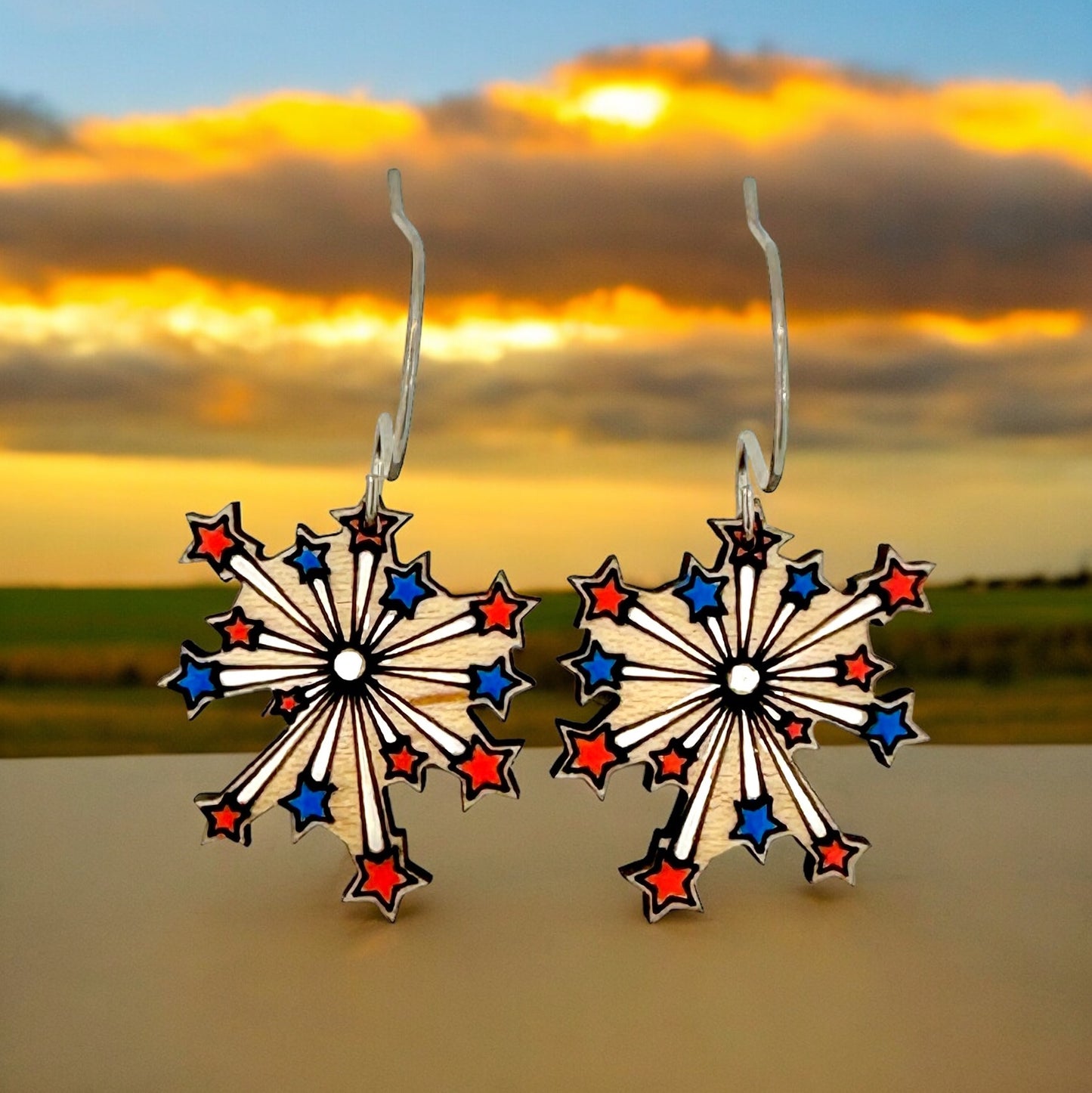 Fireworks 4th of July dangle earrings