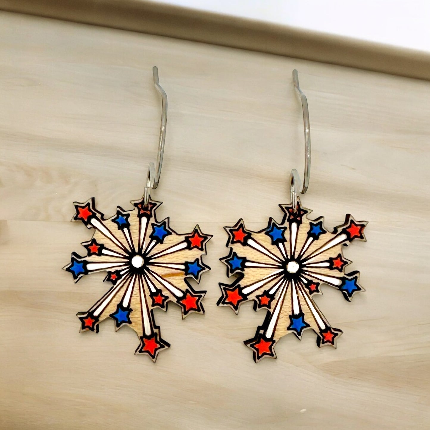 Fireworks 4th of July dangle earrings