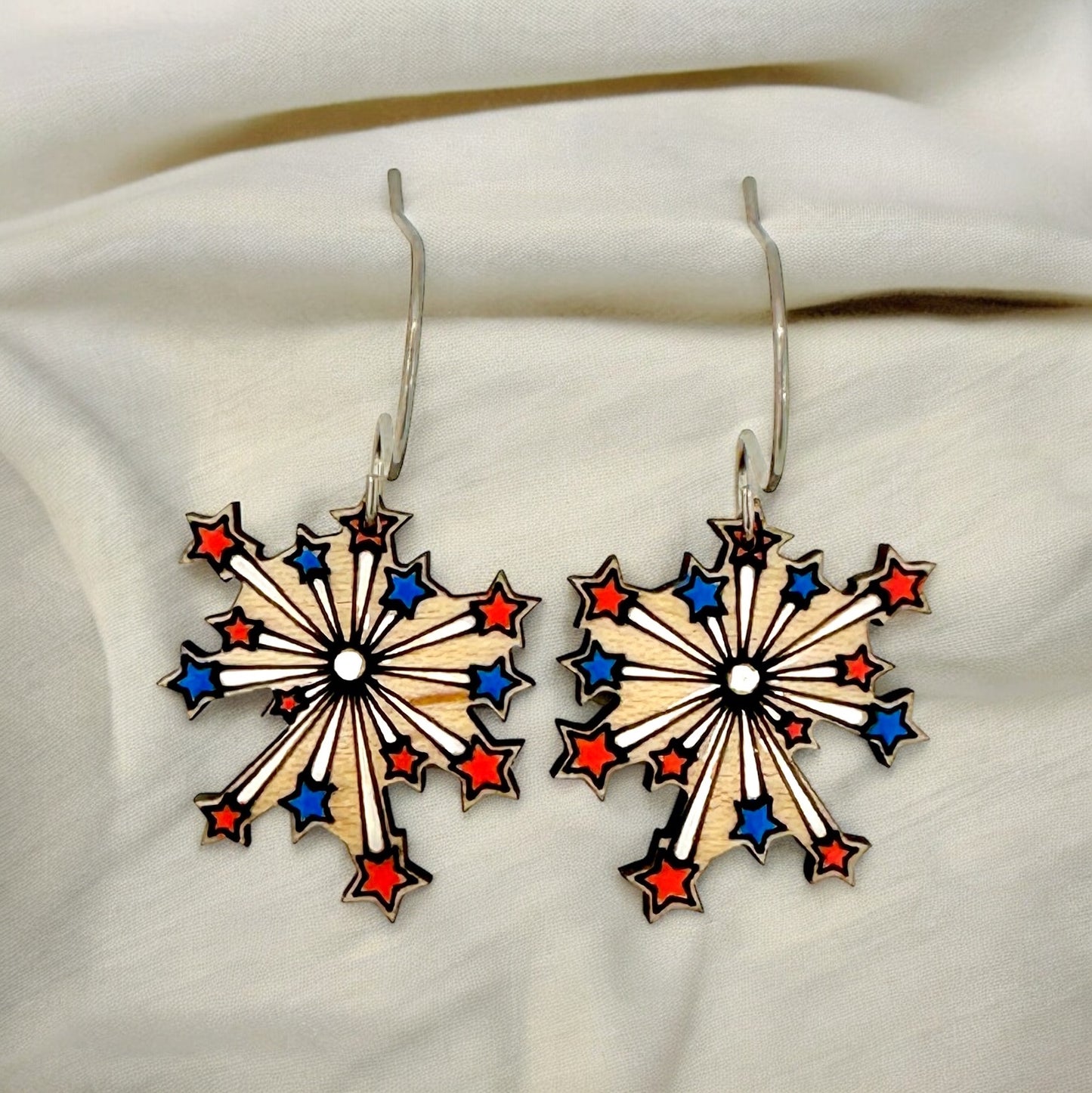 Fireworks 4th of July dangle earrings