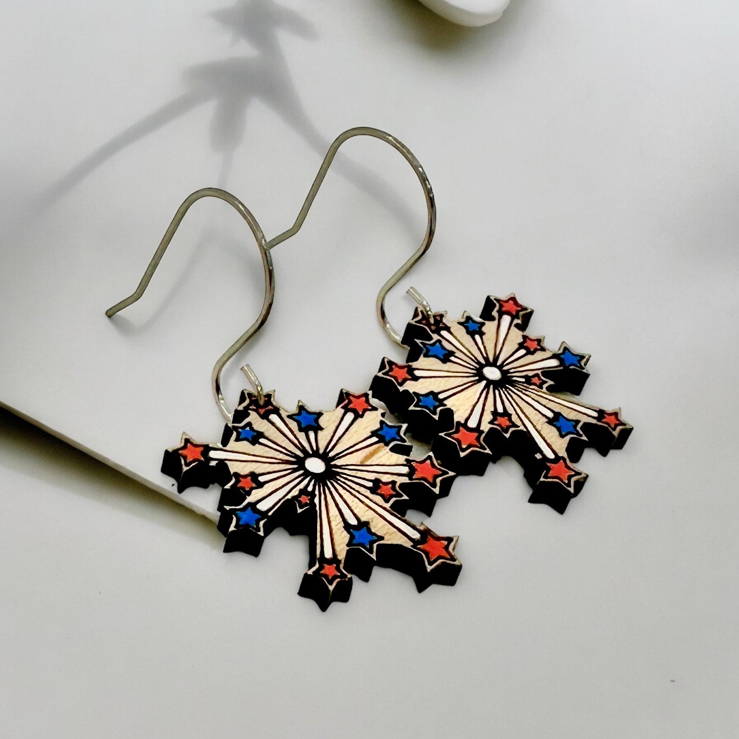 Fireworks 4th of July dangle earrings