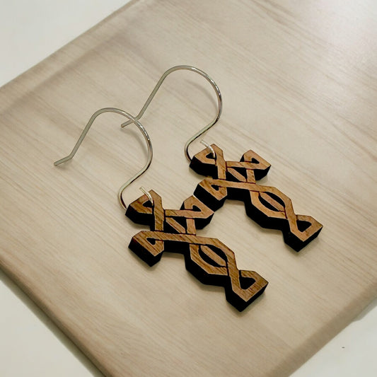 Wooden Cross dangle earrings