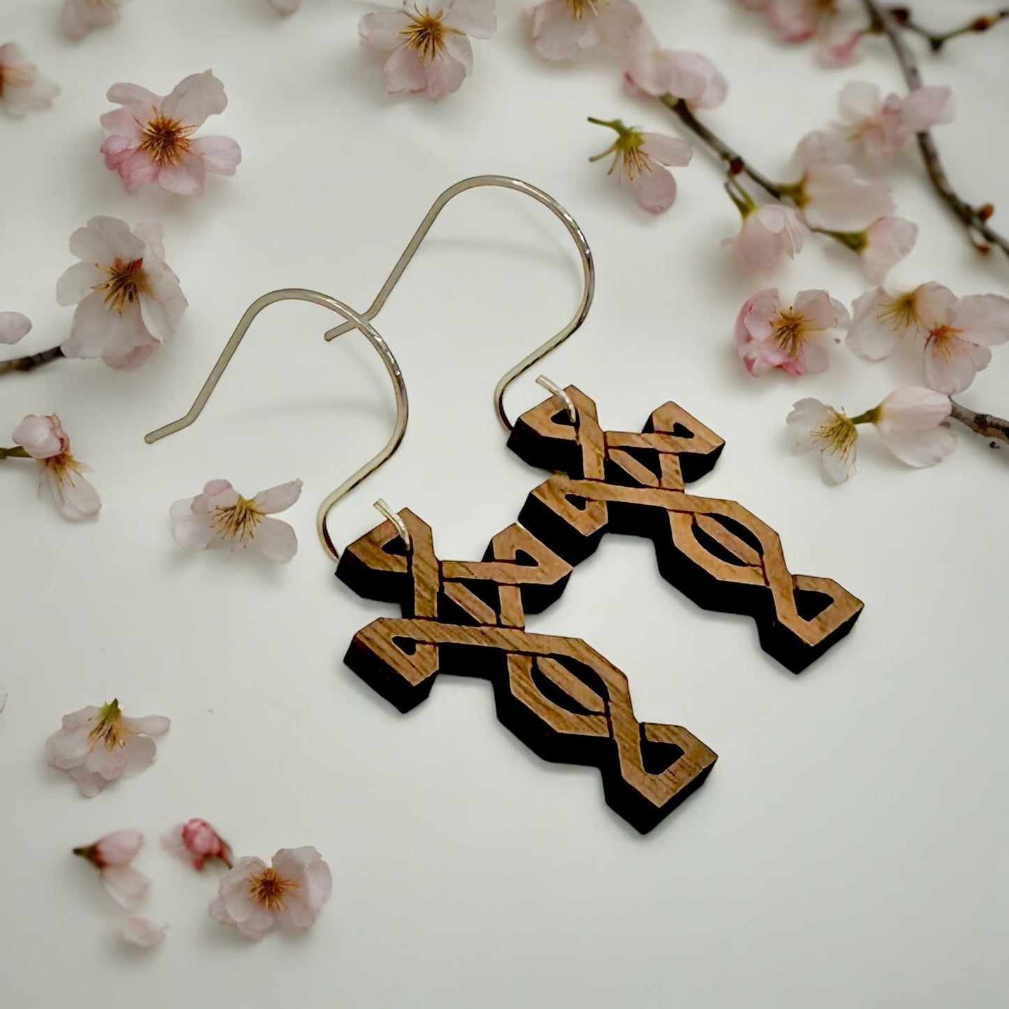 Wooden Cross dangle earrings