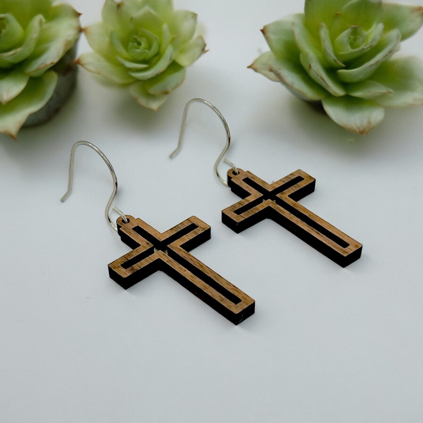 Cross dangle earrings