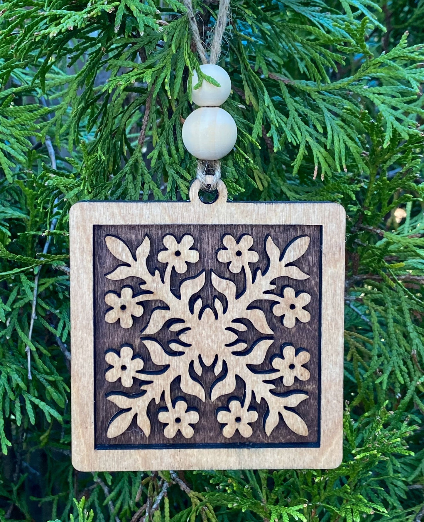 Plumeria Hawaiian Quilt Ornament