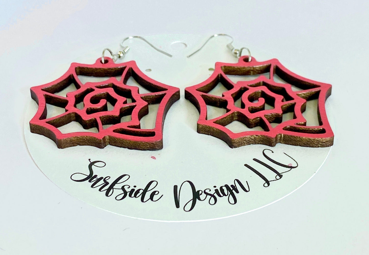 Sea Shell Earrings Red