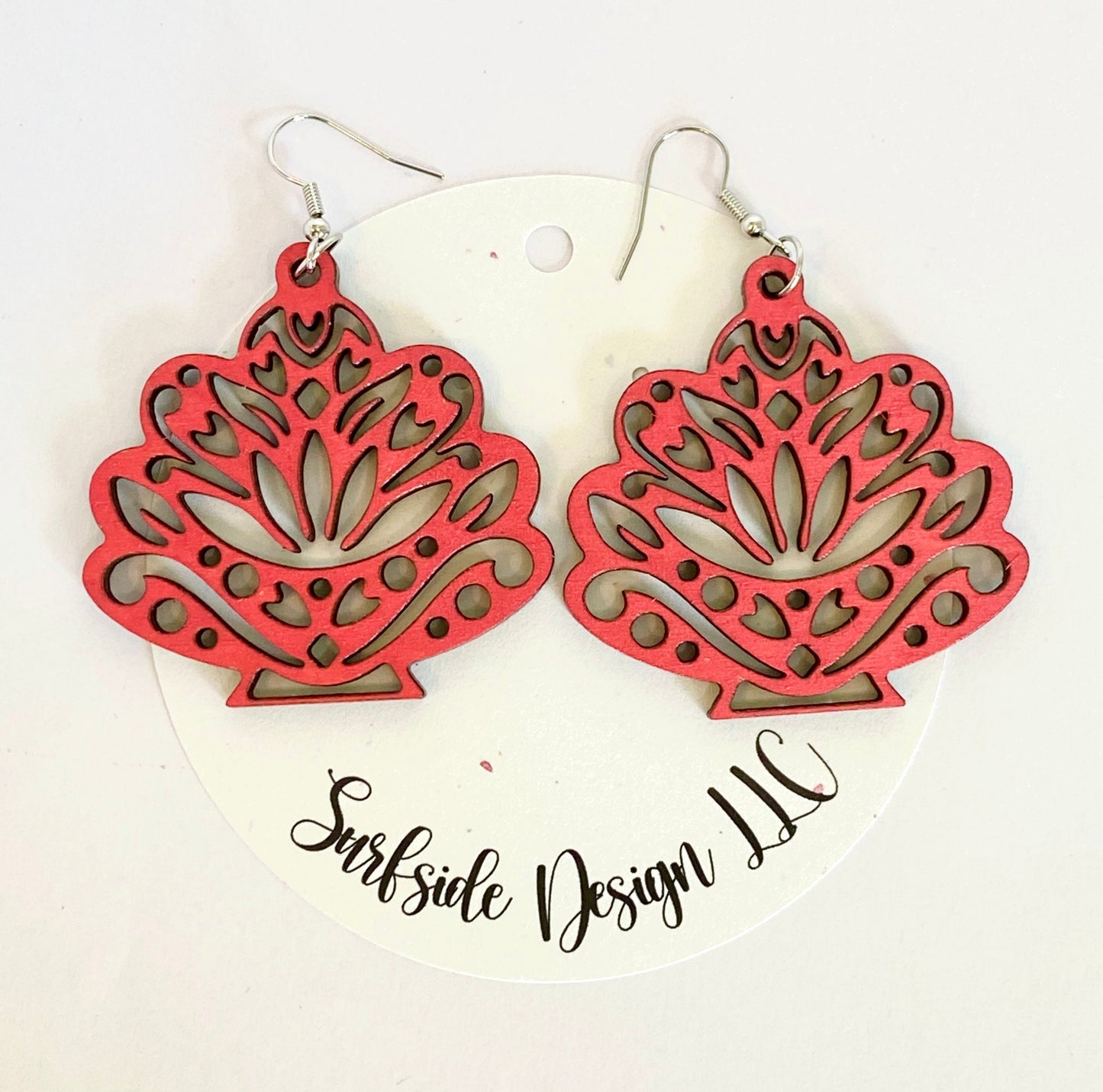 Sea Shell Earrings Red 2