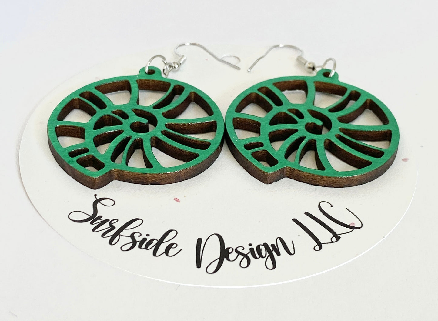 Sea Shell Earrings Green