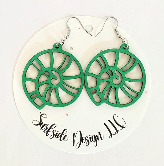 Sea Shell Earrings Green