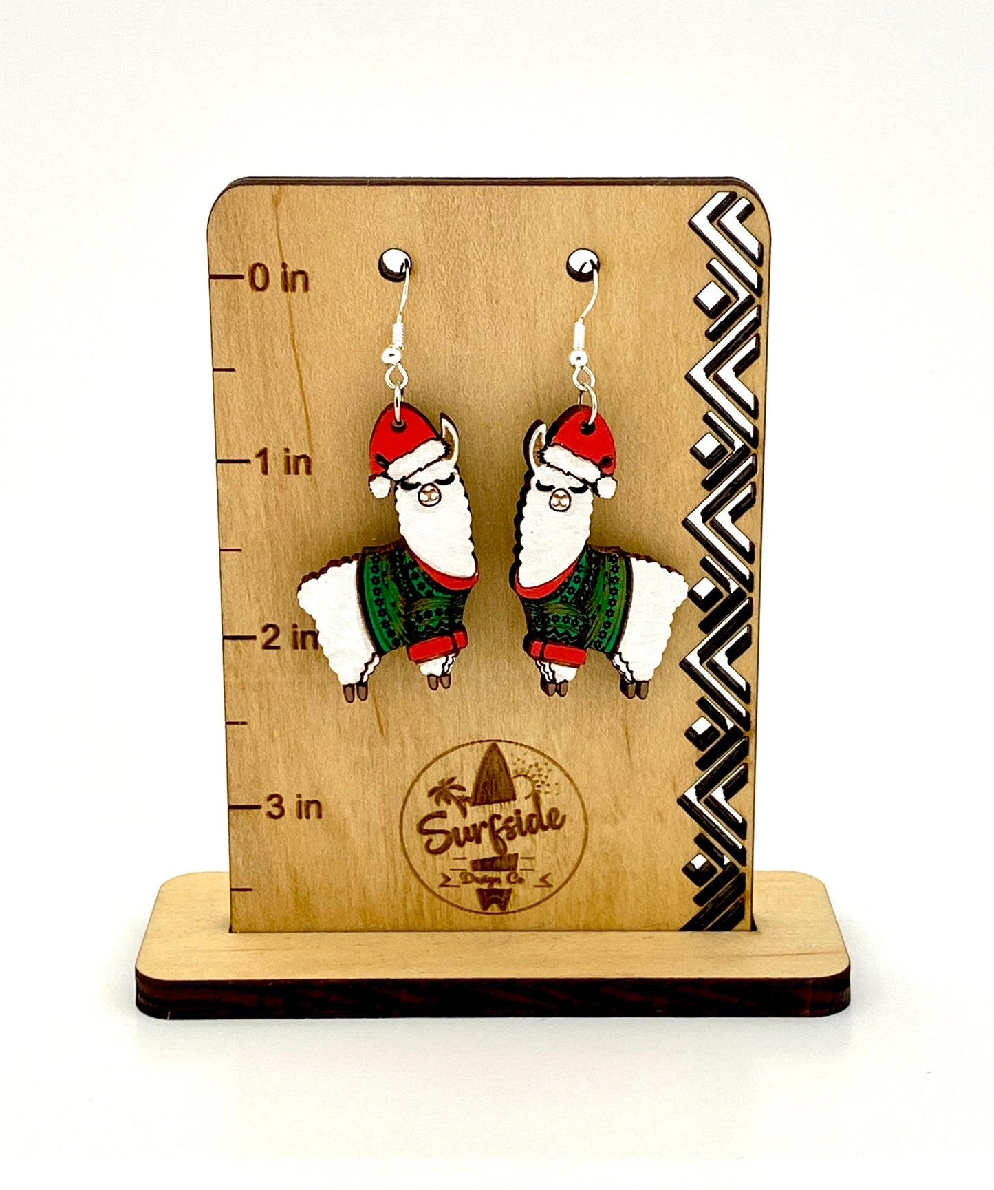 Christmas Llama with Red and Green Sweater Dangle Earrings