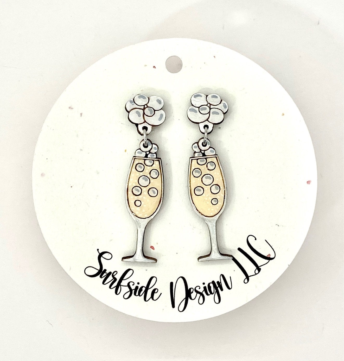 New Year's Eve Earrings Champagne Glass with Bubbles