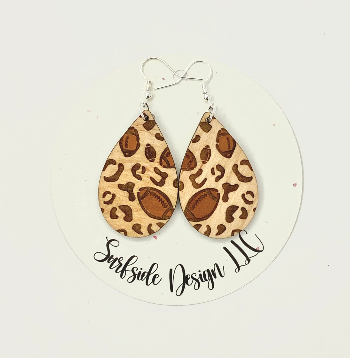 Football and Leopard Print Dangle Earrings