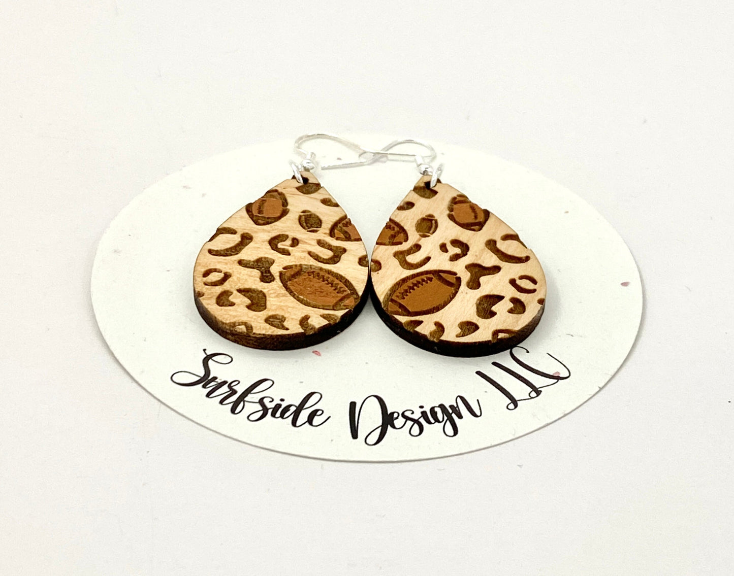 Football and Leopard Print Dangle Earrings