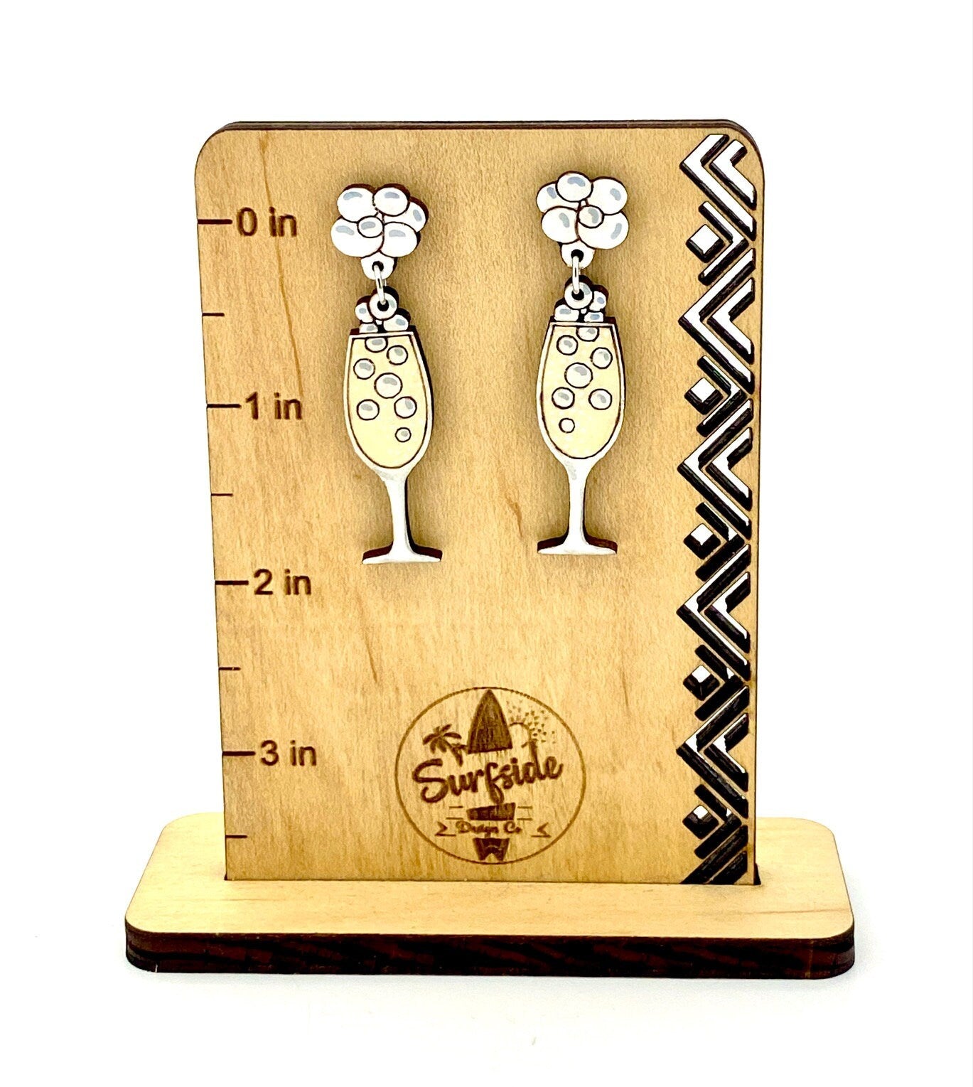 New Year's Eve Earrings Champagne Glass with Bubbles