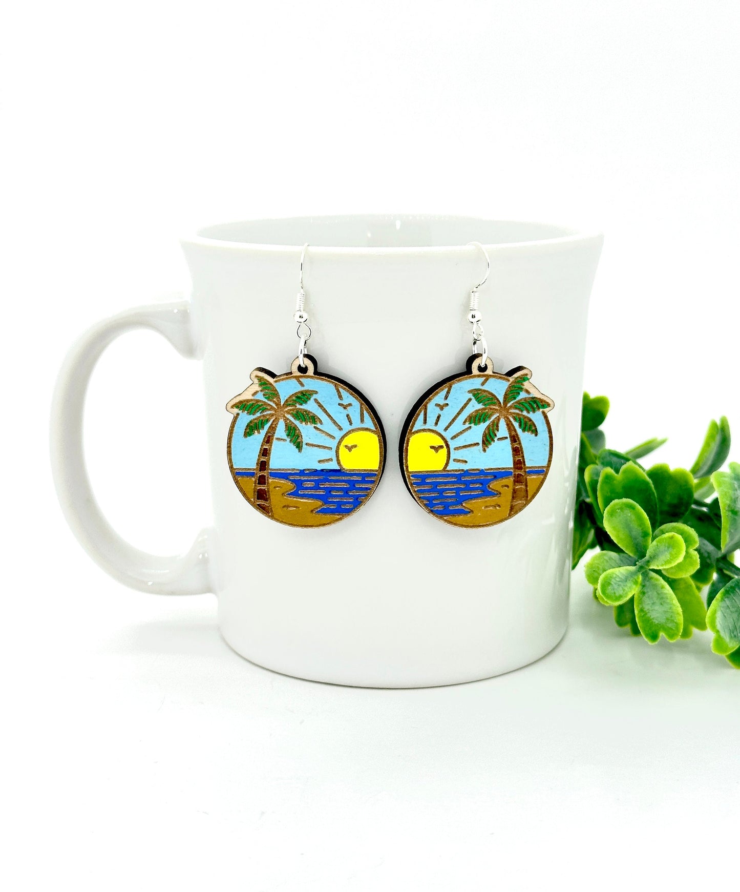 Beach Scene Dangle Earrings