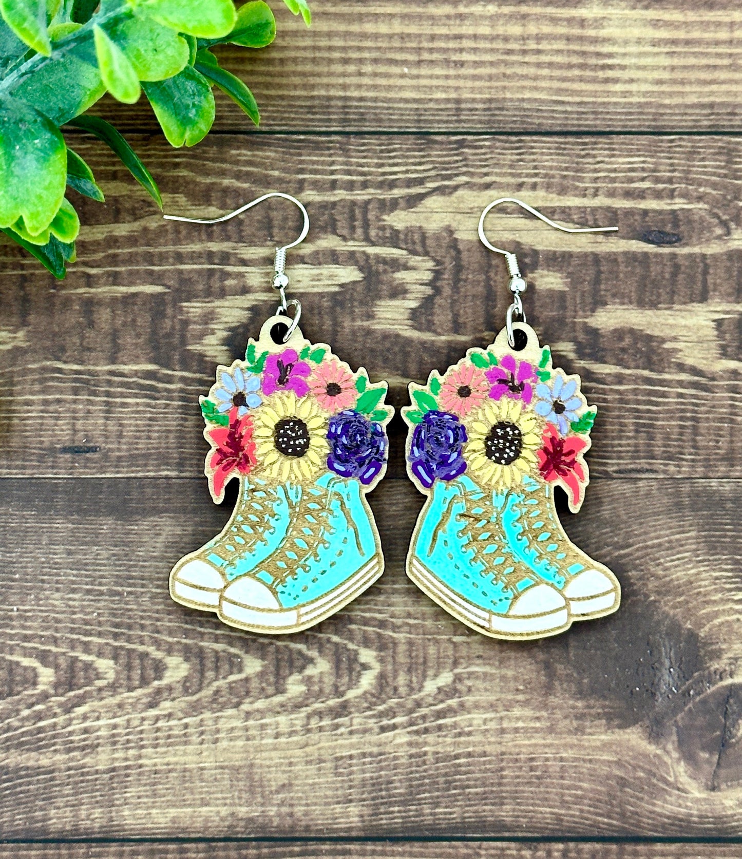 Floral Bouquet Sneaker Dangle Earrings