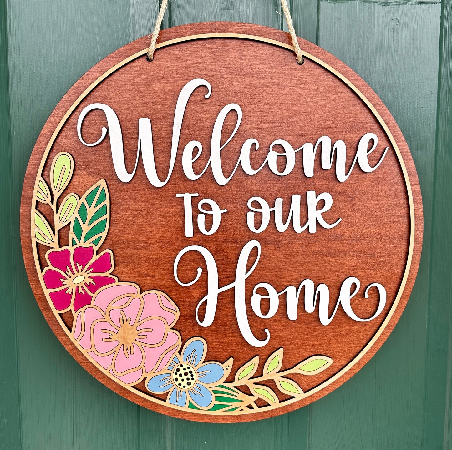 Welcome To Our Home Floral Door Hanger