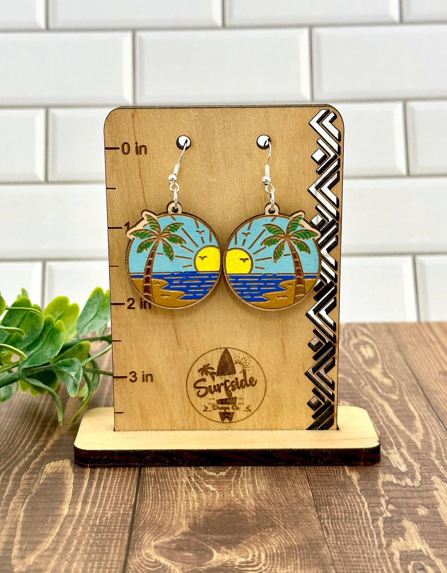 Beach Scene Dangle Earrings