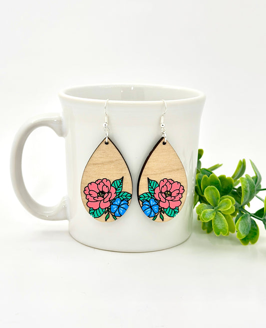 Boho Floral Style Teardrop Earrings