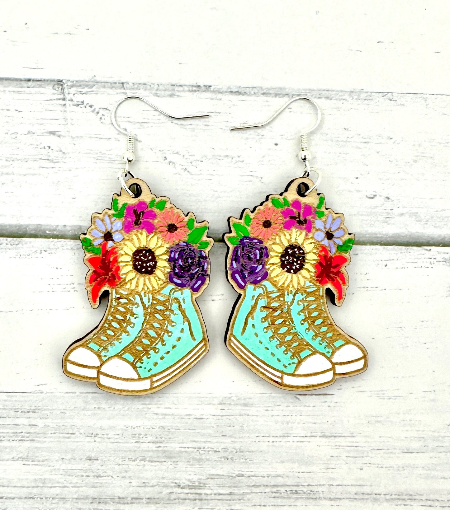 Floral Bouquet Sneaker Dangle Earrings