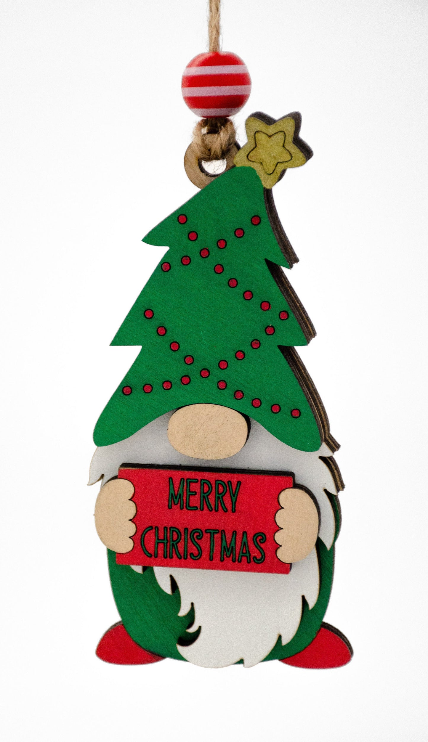 Gnome Holding Merry Christmas Sign Ornament