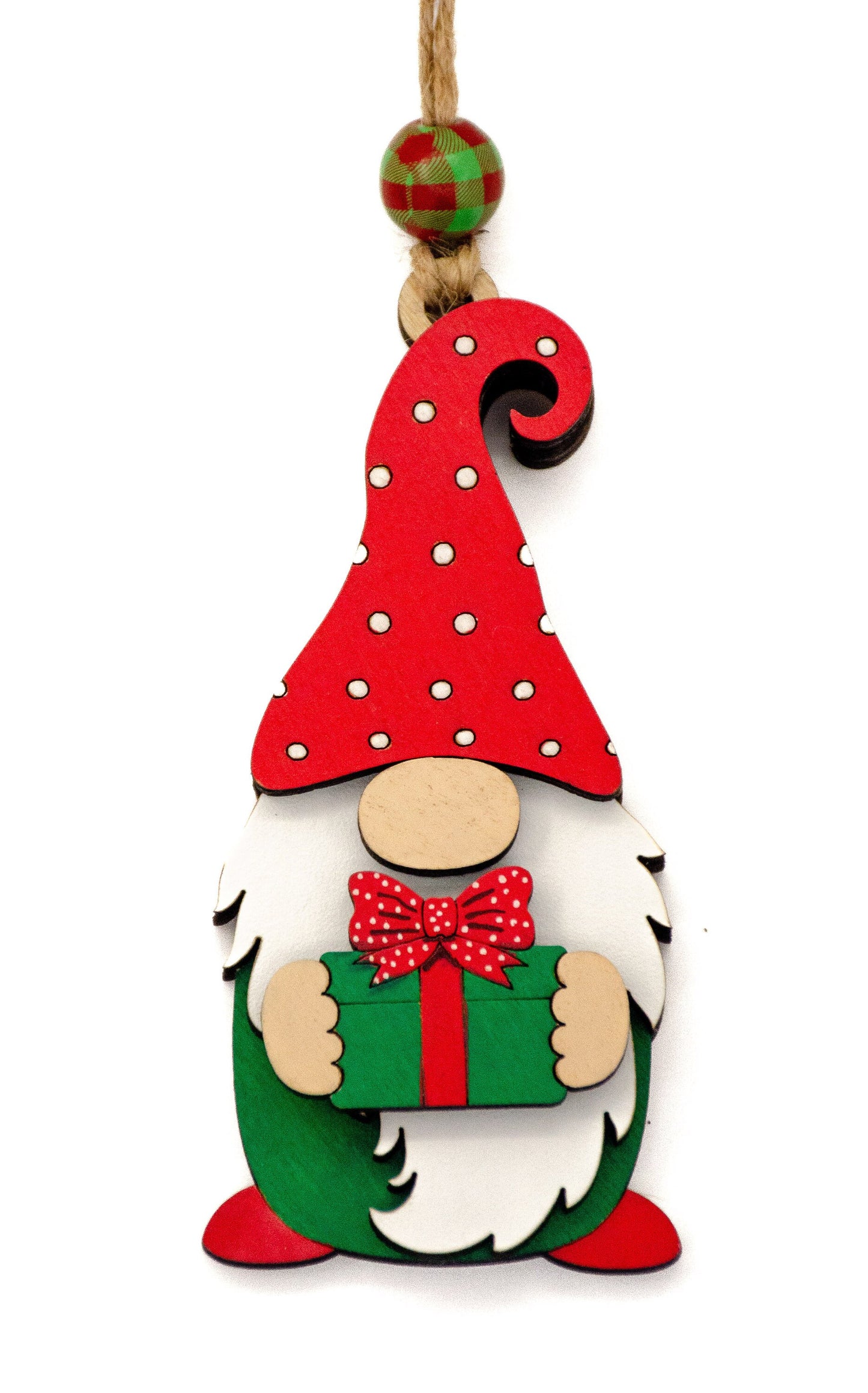 Hand-Painted Gnome with Gift Ornament