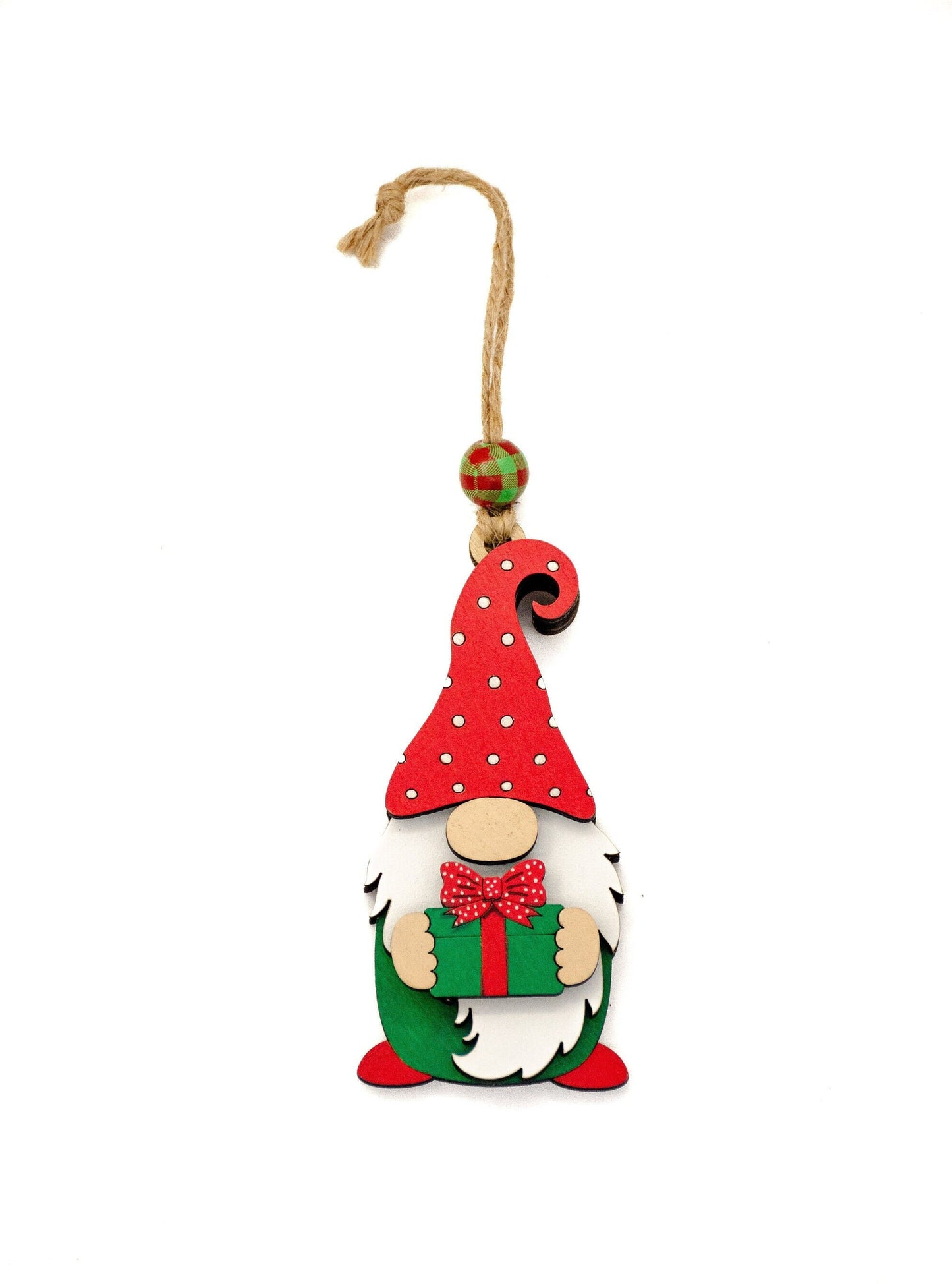 Hand-Painted Gnome with Gift Ornament