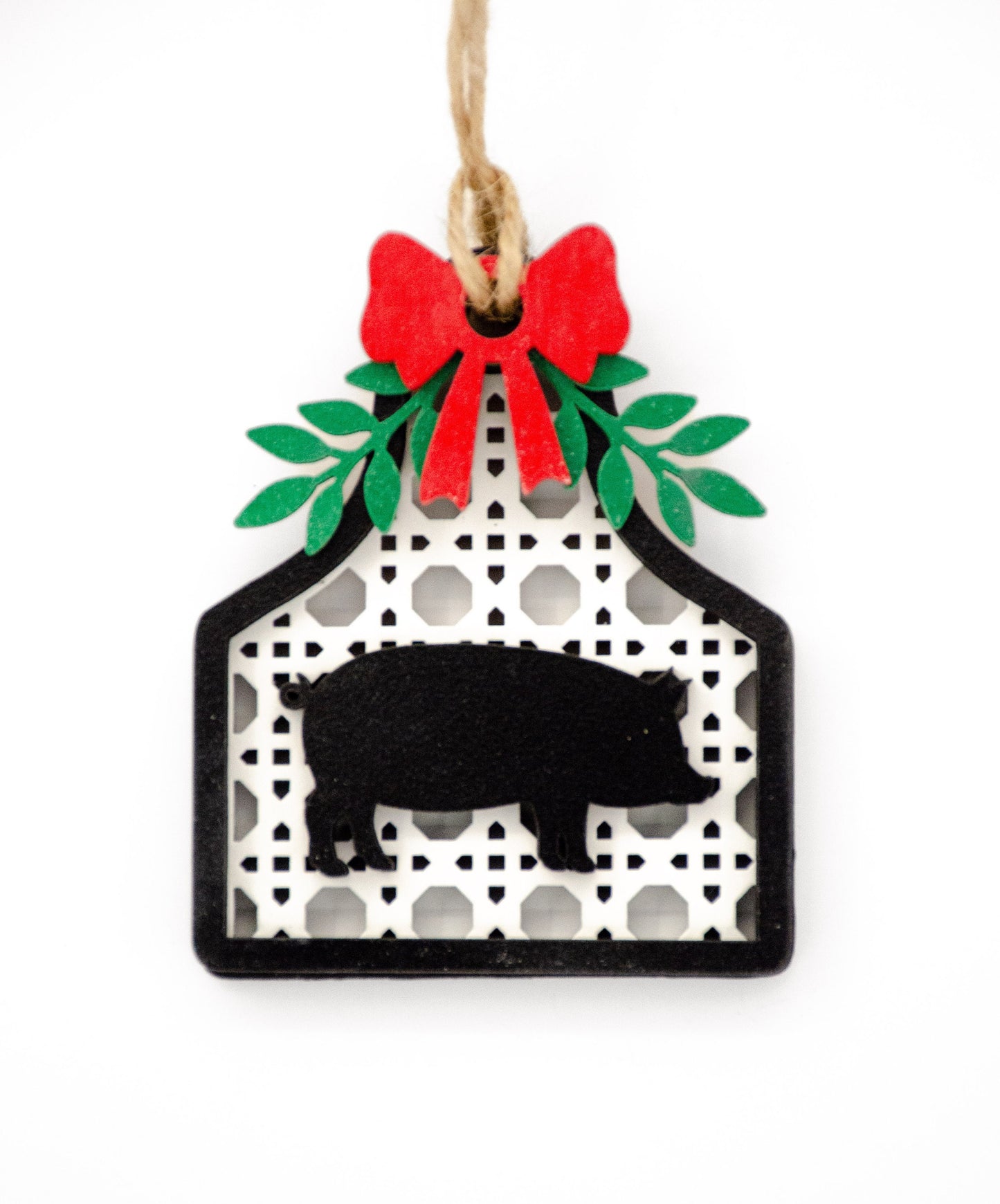 Farm Pig Rattan Ornament