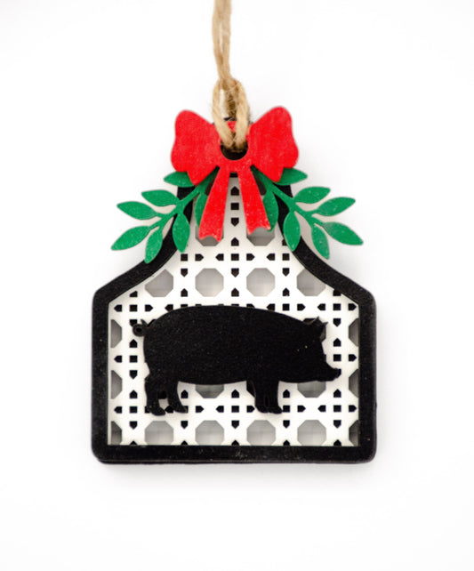 Farm Pig Rattan Ornament