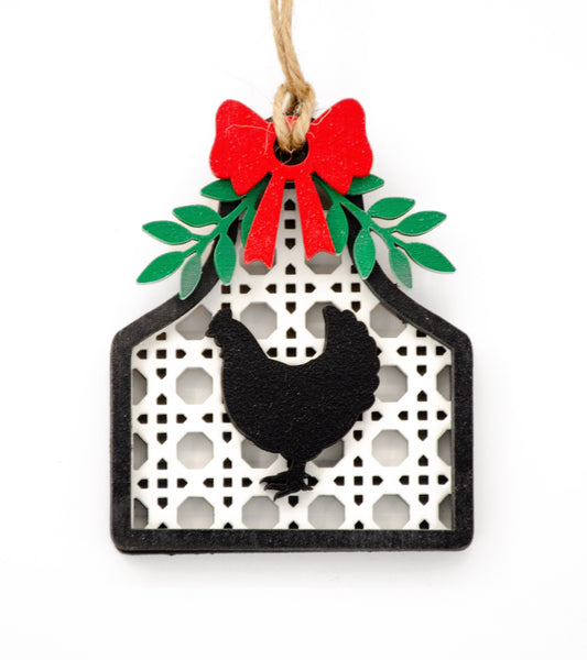 Farm Hen Rattan Ornament