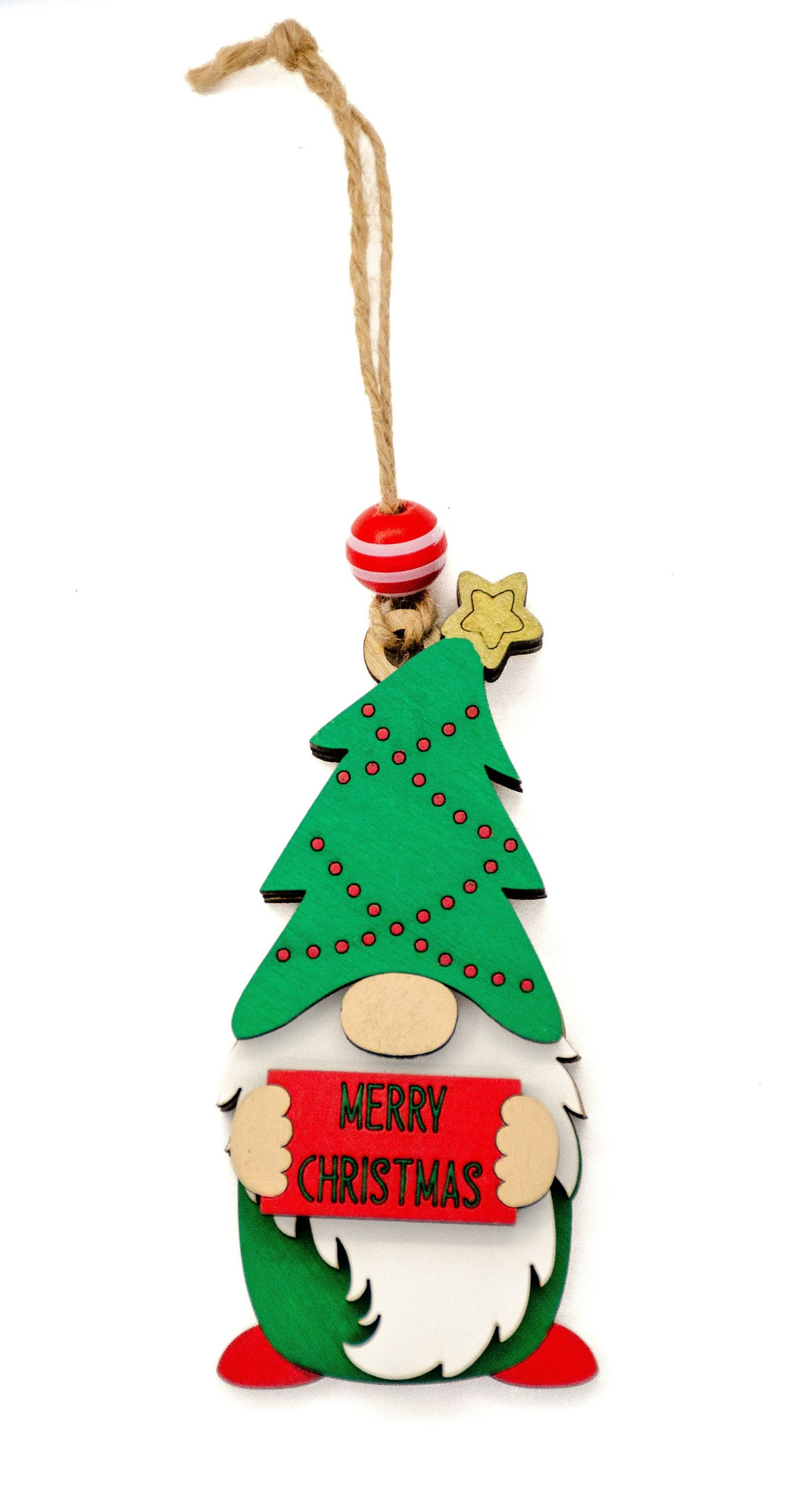 Gnome Holding Merry Christmas Sign Ornament