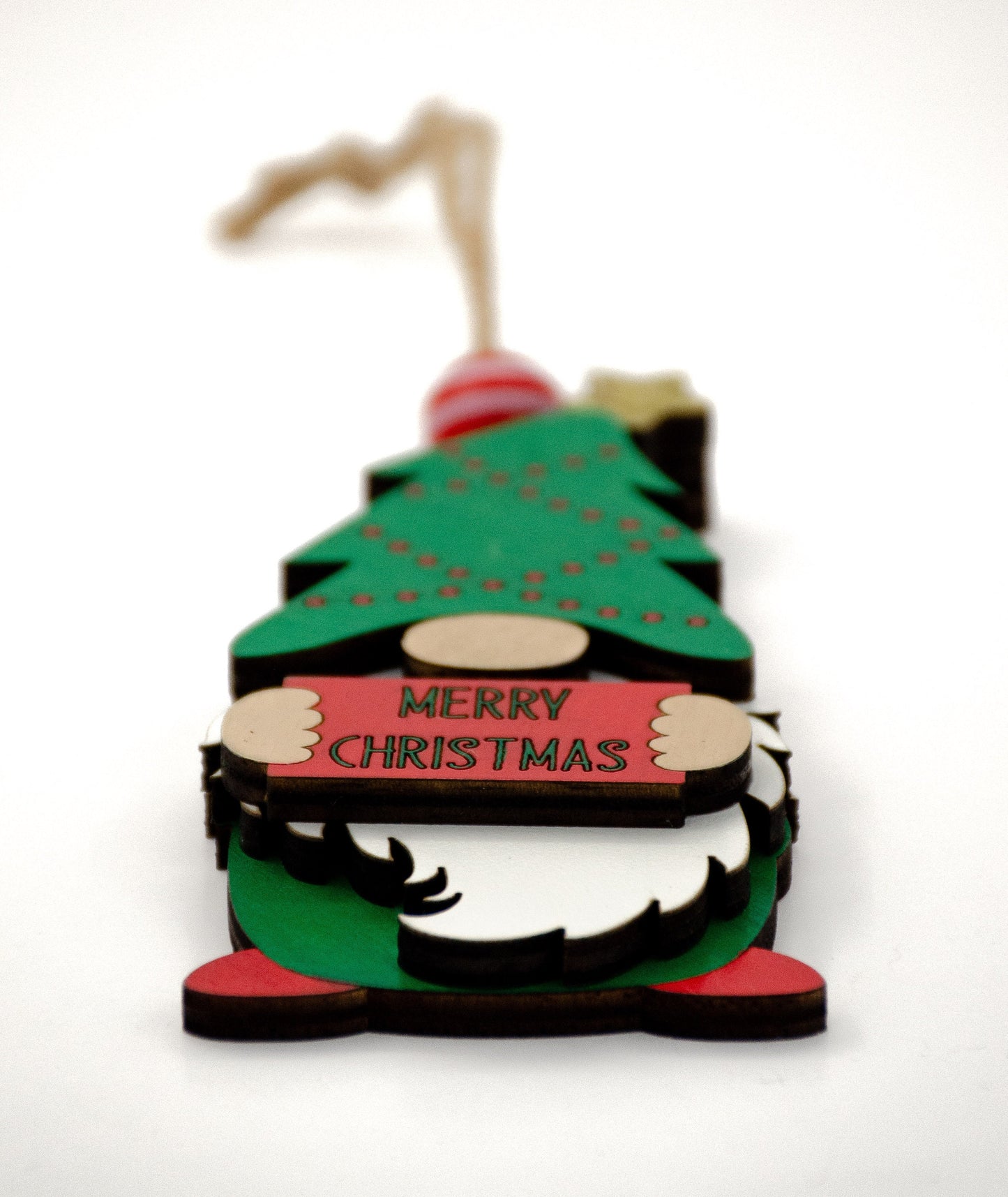 Gnome Holding Merry Christmas Sign Ornament