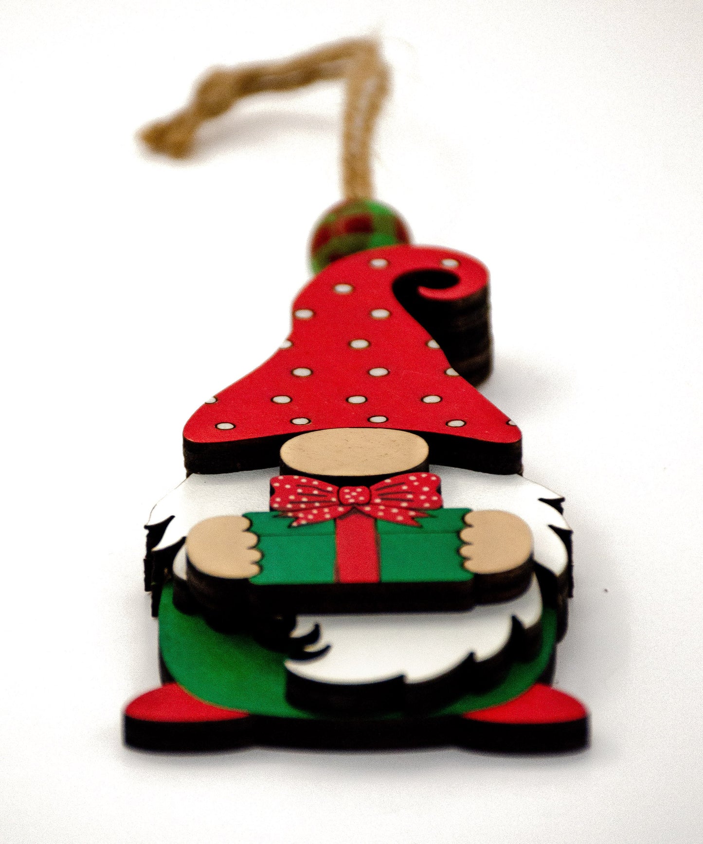 Hand-Painted Gnome with Gift Ornament