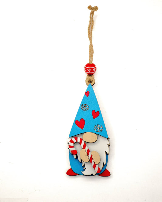 Gnome Holding Candy Cane Ornament